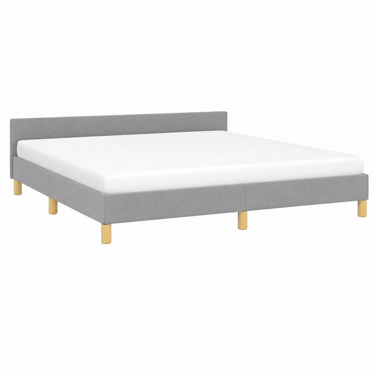 Cama Matrimonial Tapizada con Cabecero de Tela Gris Claro 160x200 cm