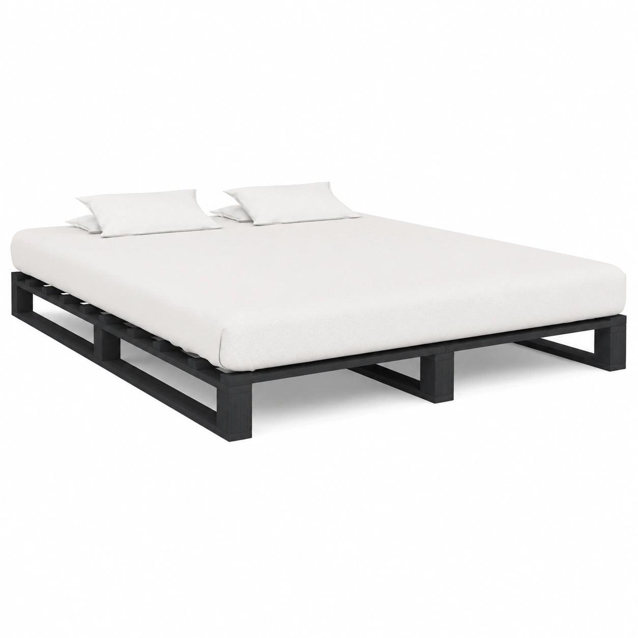 Cama de Palé de Madera de Pino 120x200 cm Gris, Somier Moderno