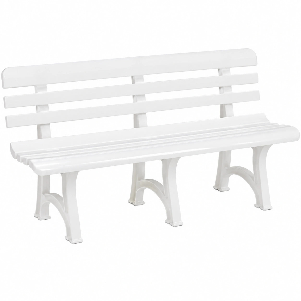 Banco de Jardín de Plástico Tomaino - Asiento para Exterior e Interior - Capacidad para 3 o 4 Personas (Blanco)