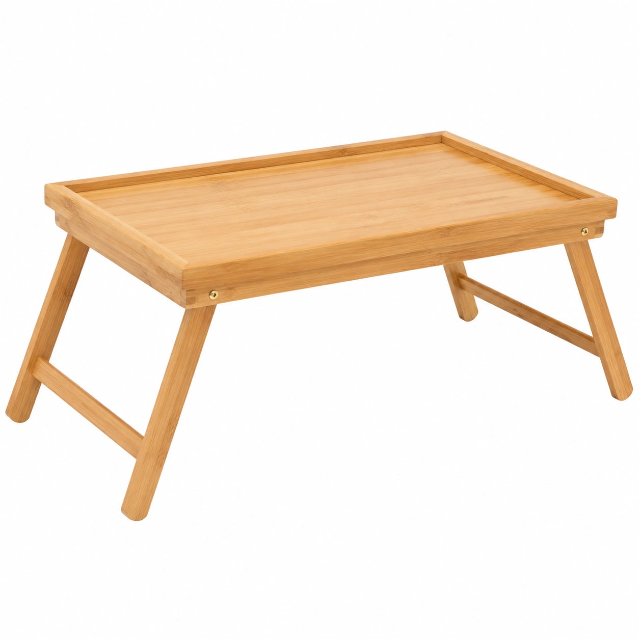 Mesa de Desayuno en Cama de Bambú, Multifuncional, Plegable con Borde Elevado, 50x30x22 cm