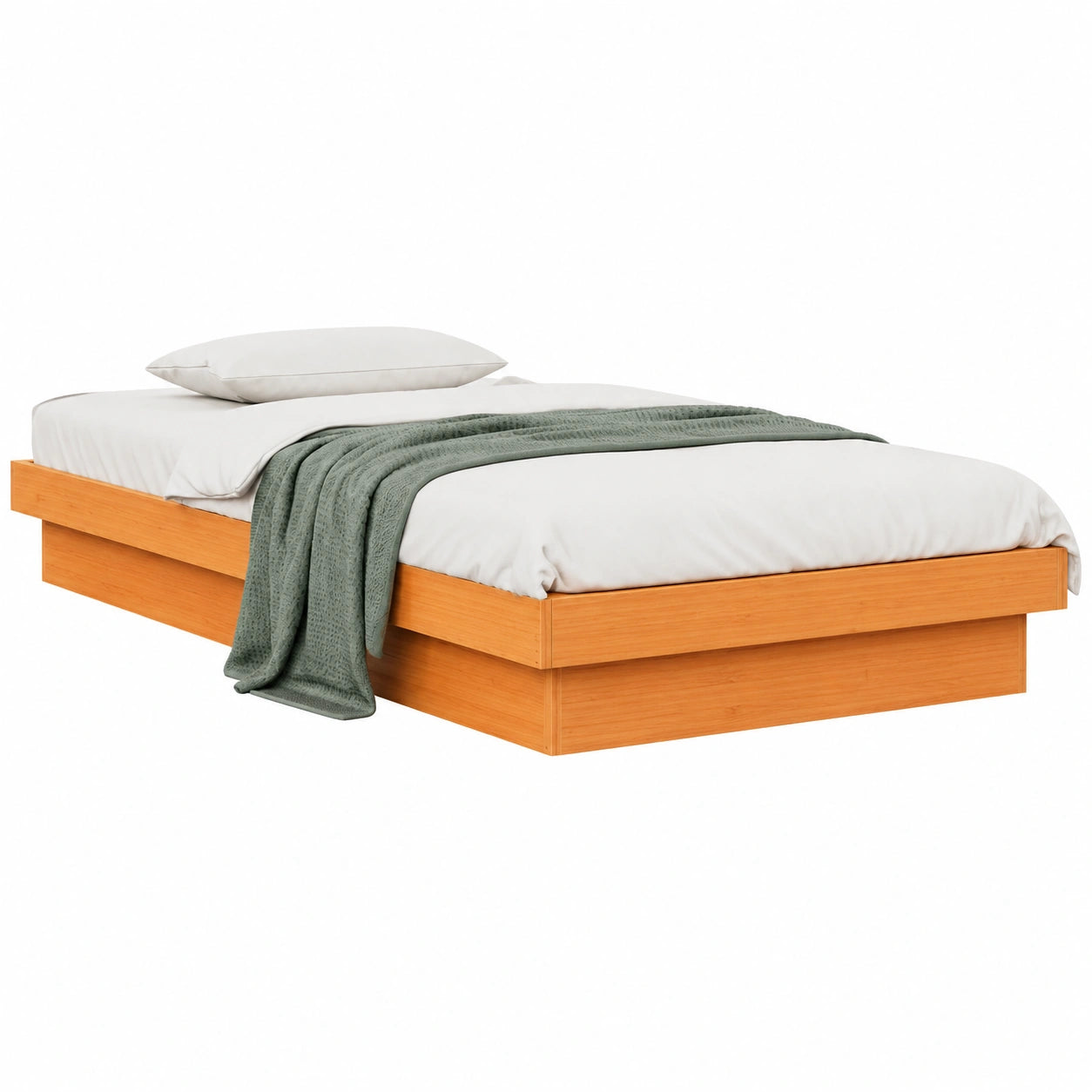 Cama de Madera de Pino Maciza con LED, Marrón Cera 75x190 cm, Diseño Moderno para Dormitorio