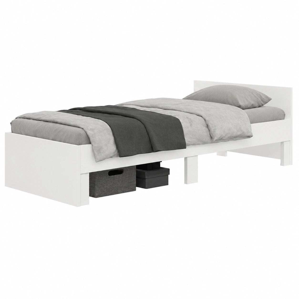 Estructura de Cama Blanca de Madera 90x200 cm para Dormitorio