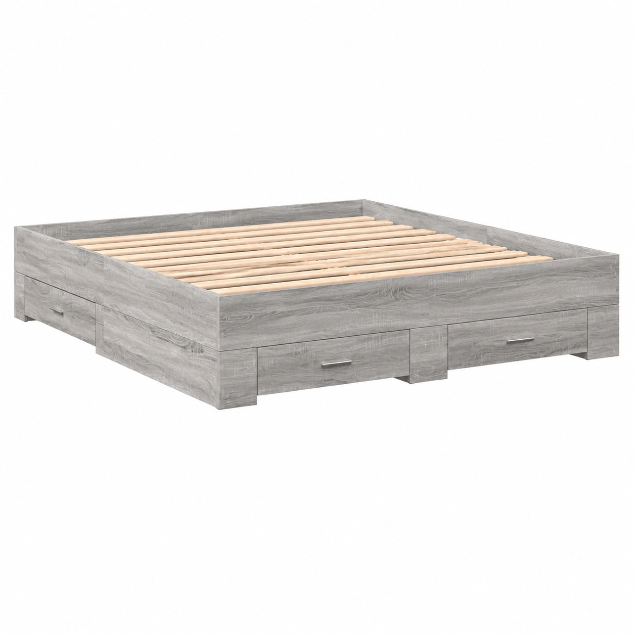 Estructura de Cama Doble con Cajones, Gris Sonoma, 150x200 cm