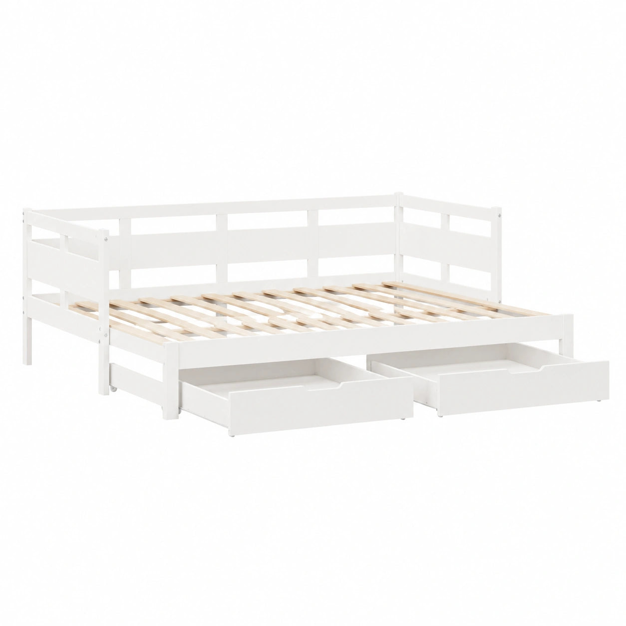 Sofá Cama Nido de Madera Maciza de Pino Blanca con Cajones 90x190 cm