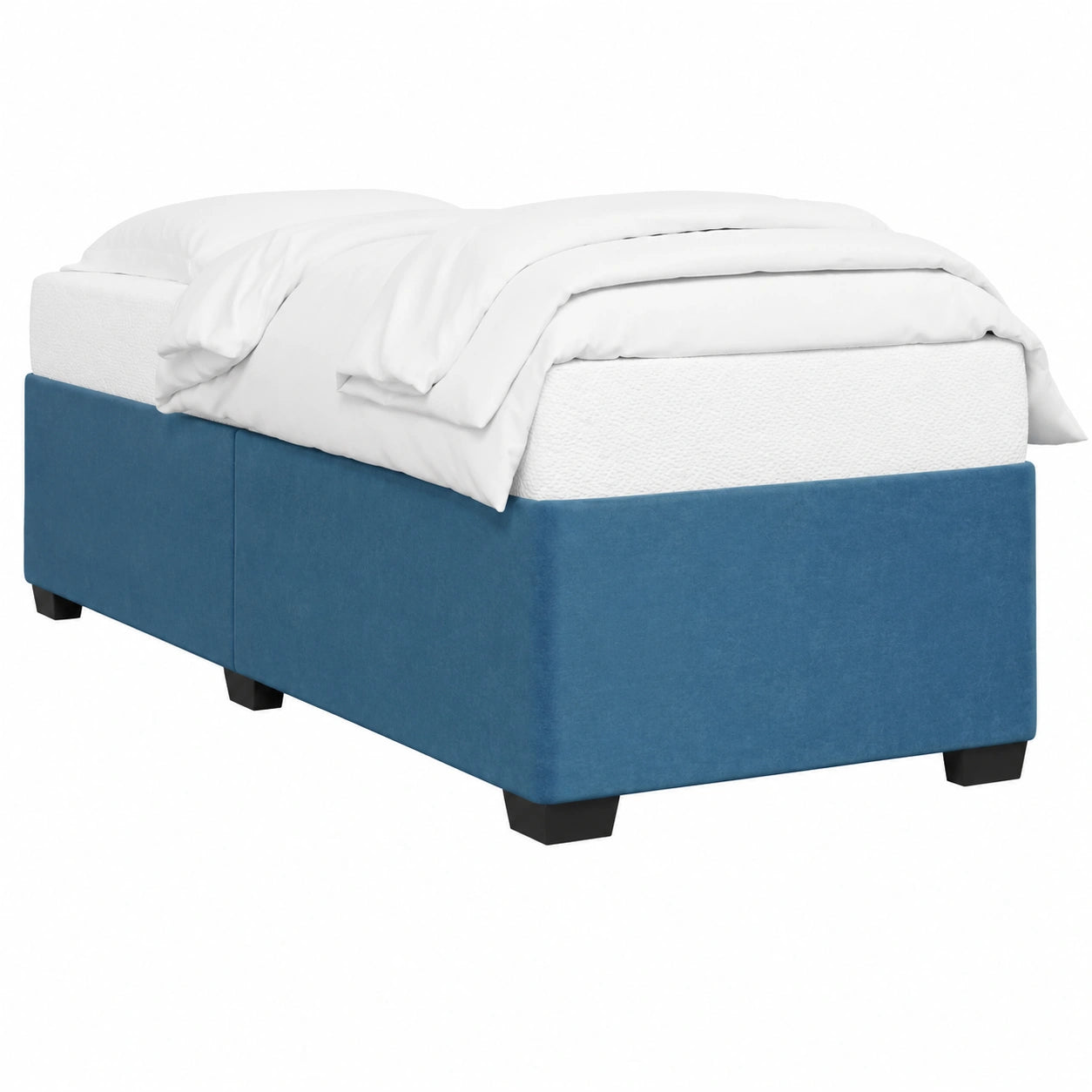 Cama Individual de Terciopelo Azul 90x190 cm con Borde Clásico
