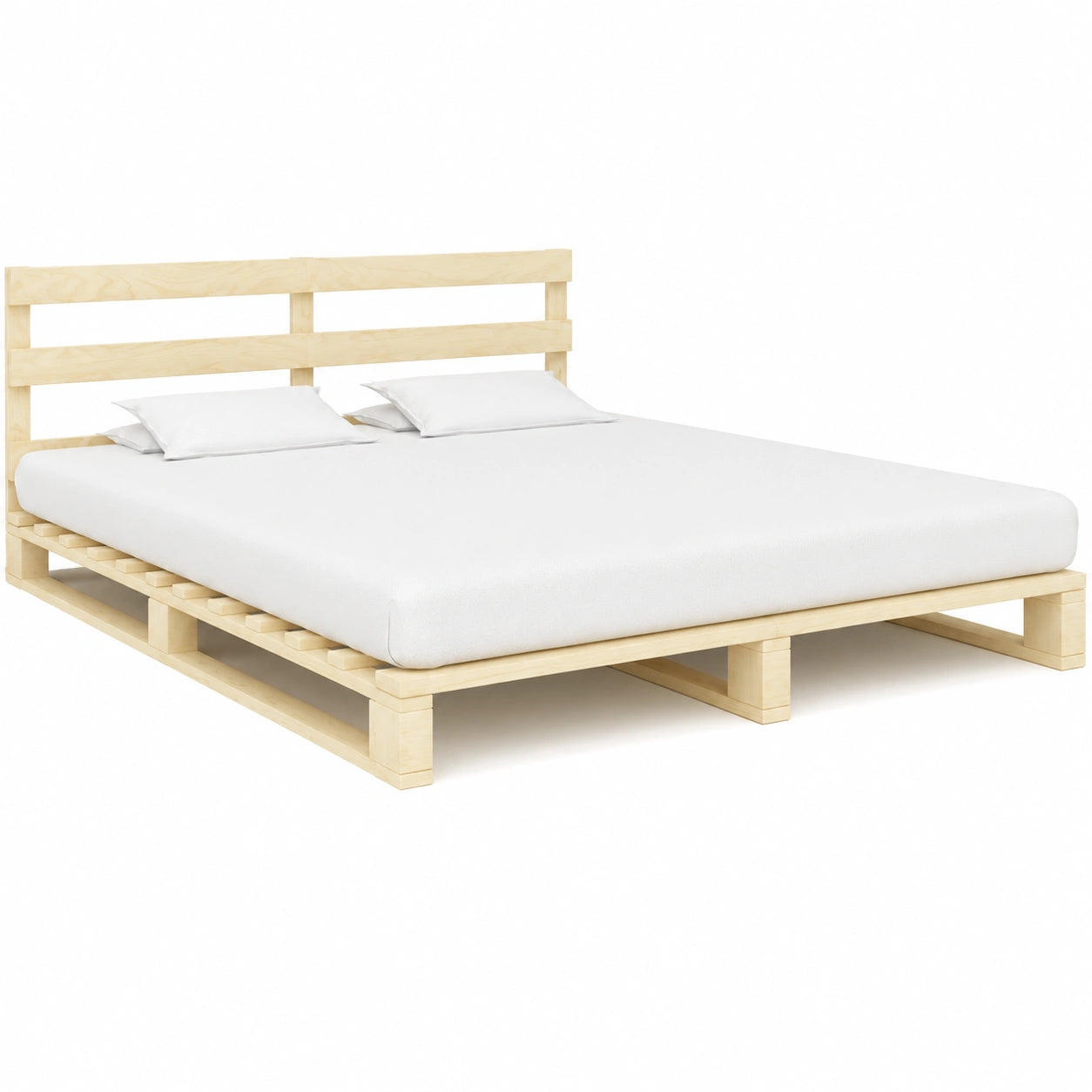 Estructura de Cama de Madera de Pino 180x200 cm, Diseño Moderno con Láminas