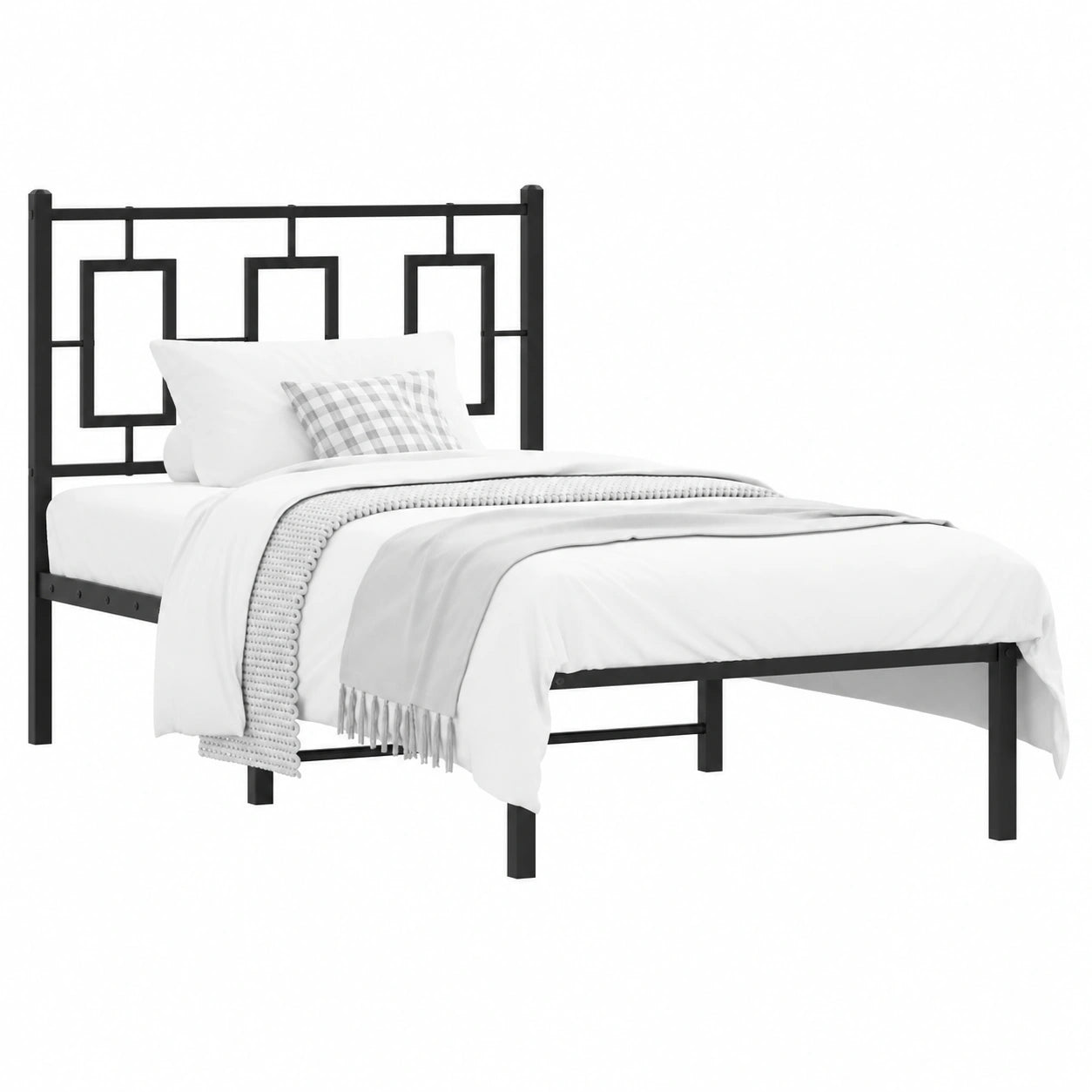 Cabecero de Metal Negro para Cama Individual 90x200 cm, Diseño Moderno