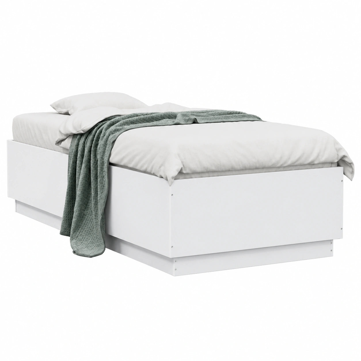 Cama Moderna de Madera con Luces LED, Blanco 90x190 cm