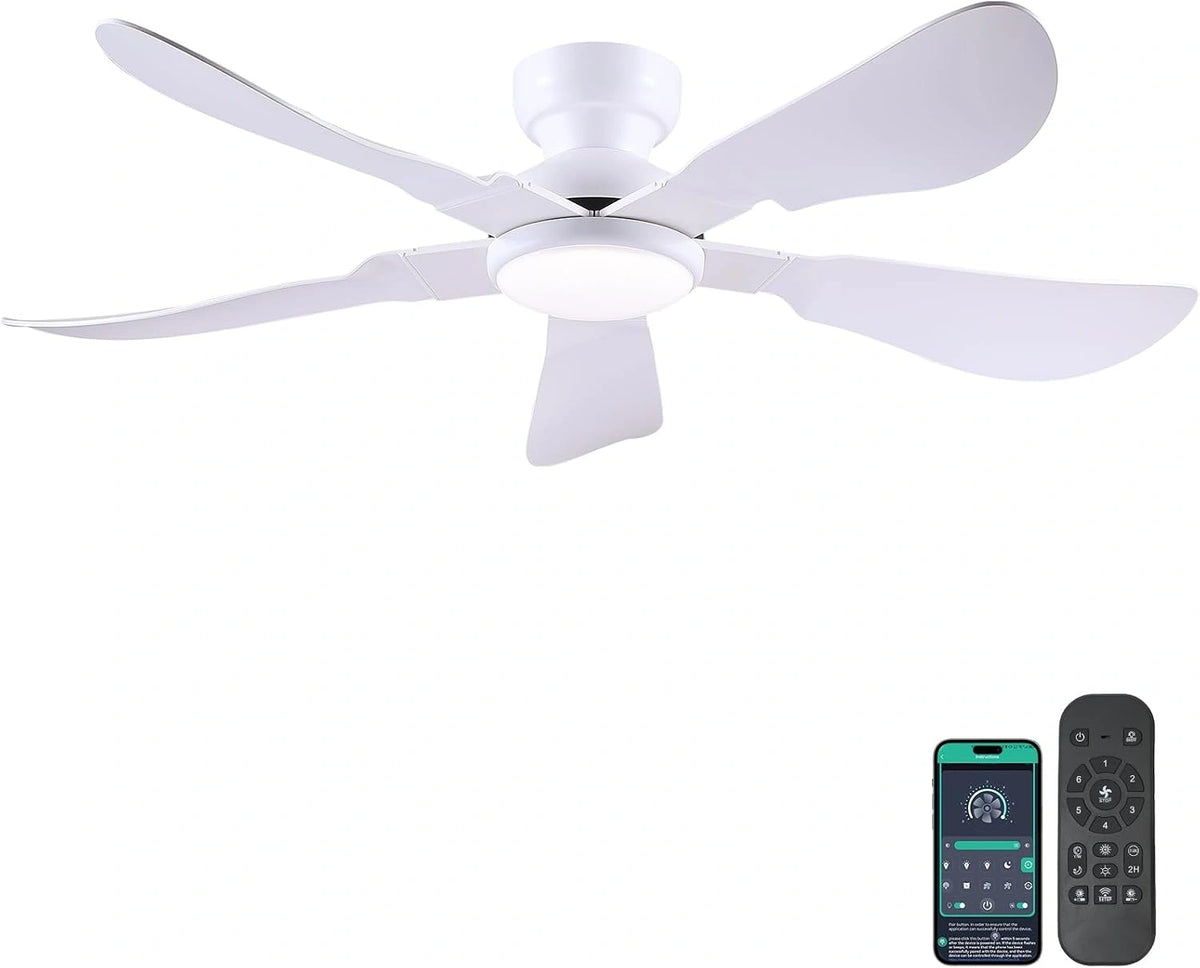 Kviflon, Ventilatore da soffitto, 132 cm, con telecomando, con controllo intelligente, Bianco