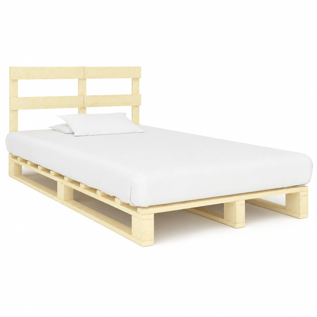 Estructura de Cama de Pino Macizo 120x200 cm, Somier Moderno con Láminas Integradas