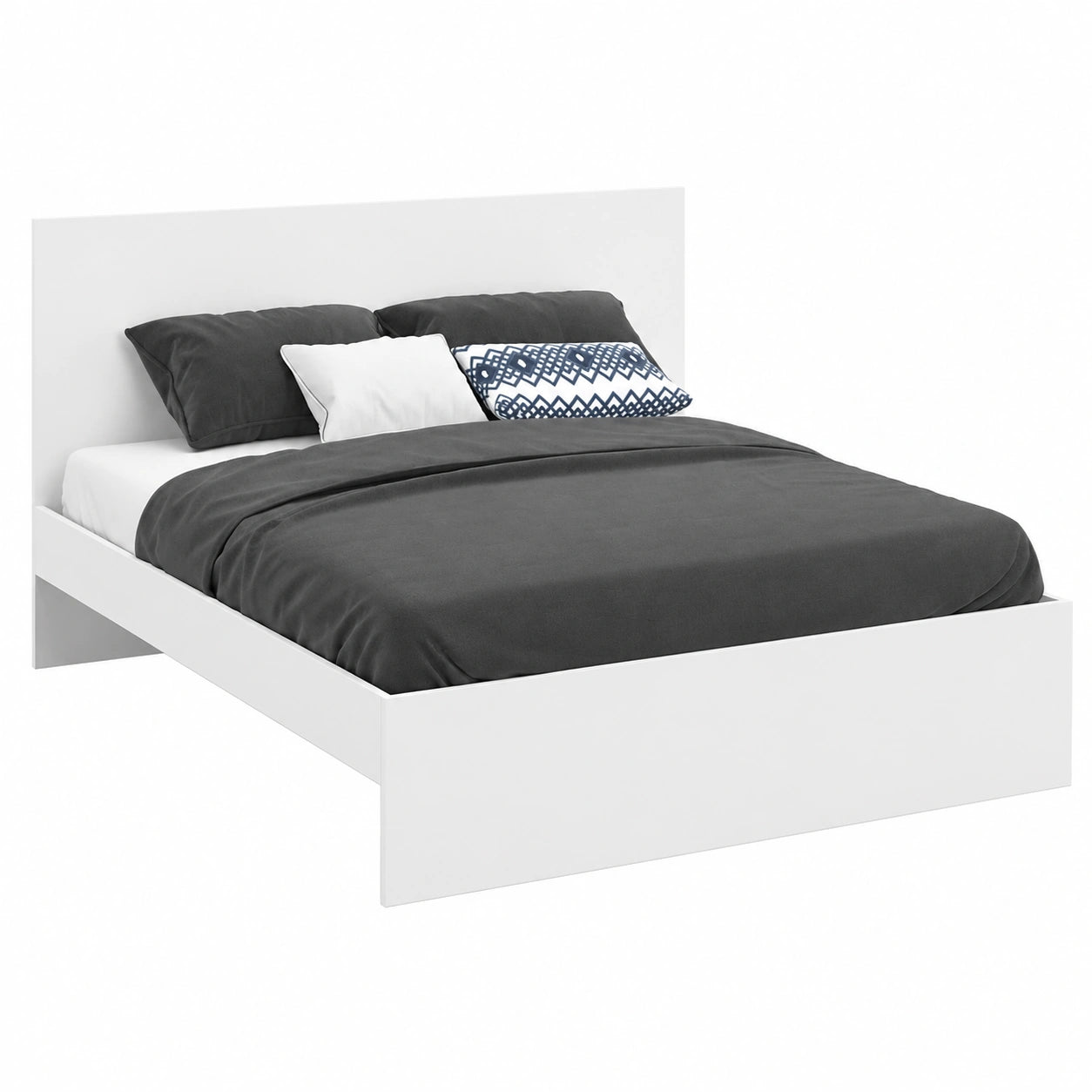 Cama Doble Omaha Blanca con Cabecera y Somier 140x190 cm