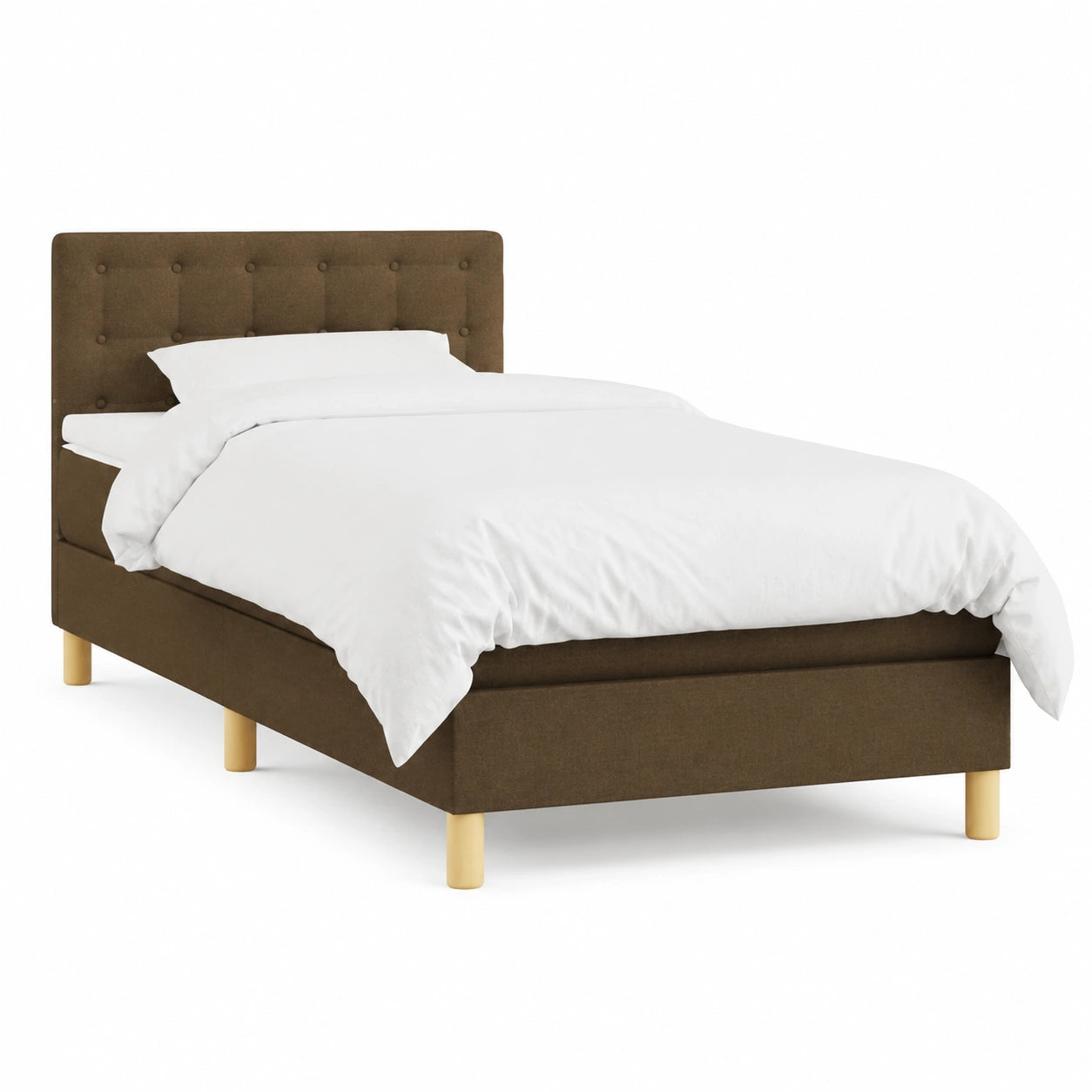Cama Individual Moderna con Colchón Marrón Oscuro, 100x200 cm