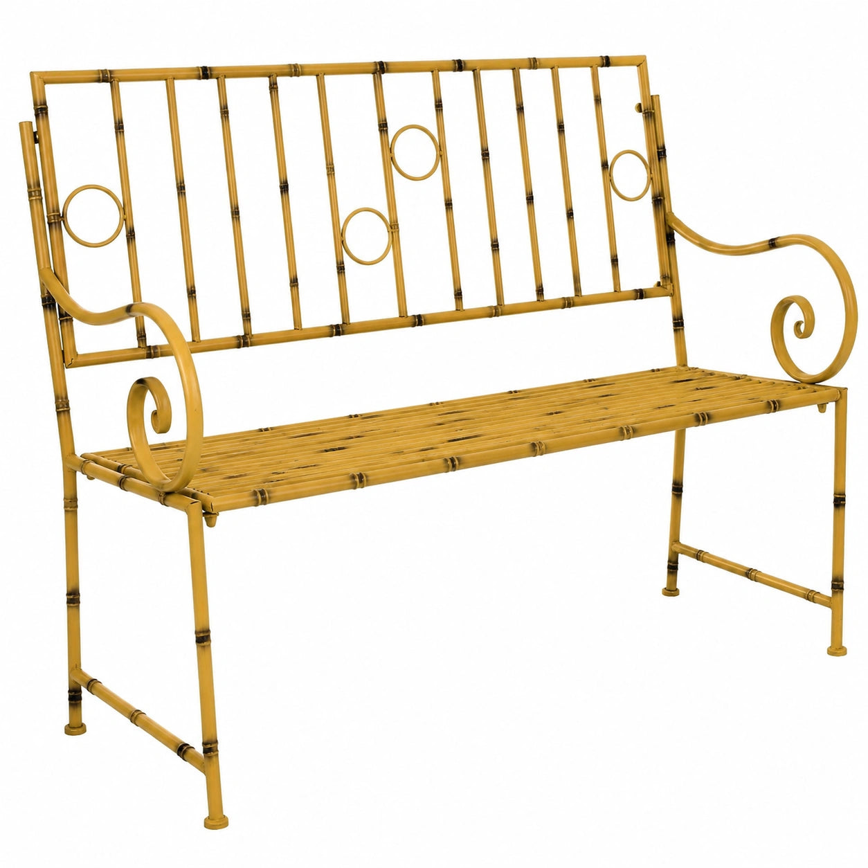 Banco de Metal Amarillo para Jardín 126x50x92 cm