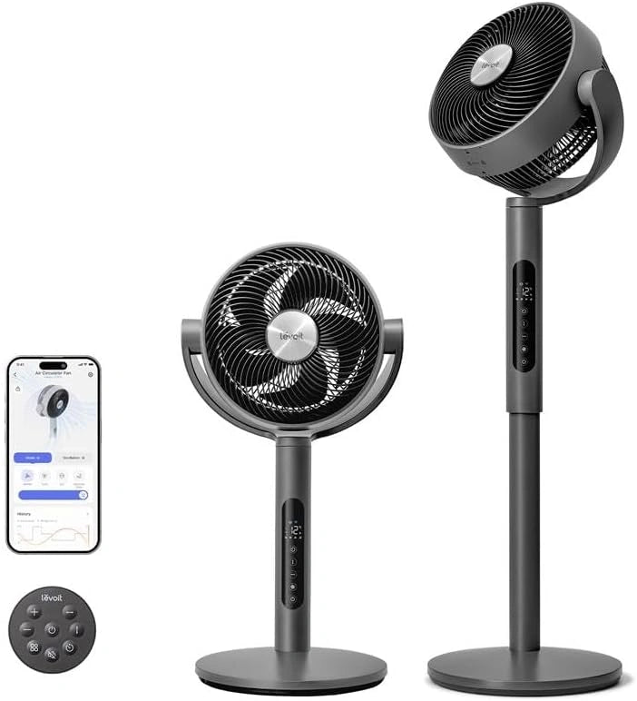 Levoit, Ventilatore, 20dB, con telecomando, con controllo intelligente, Grigio