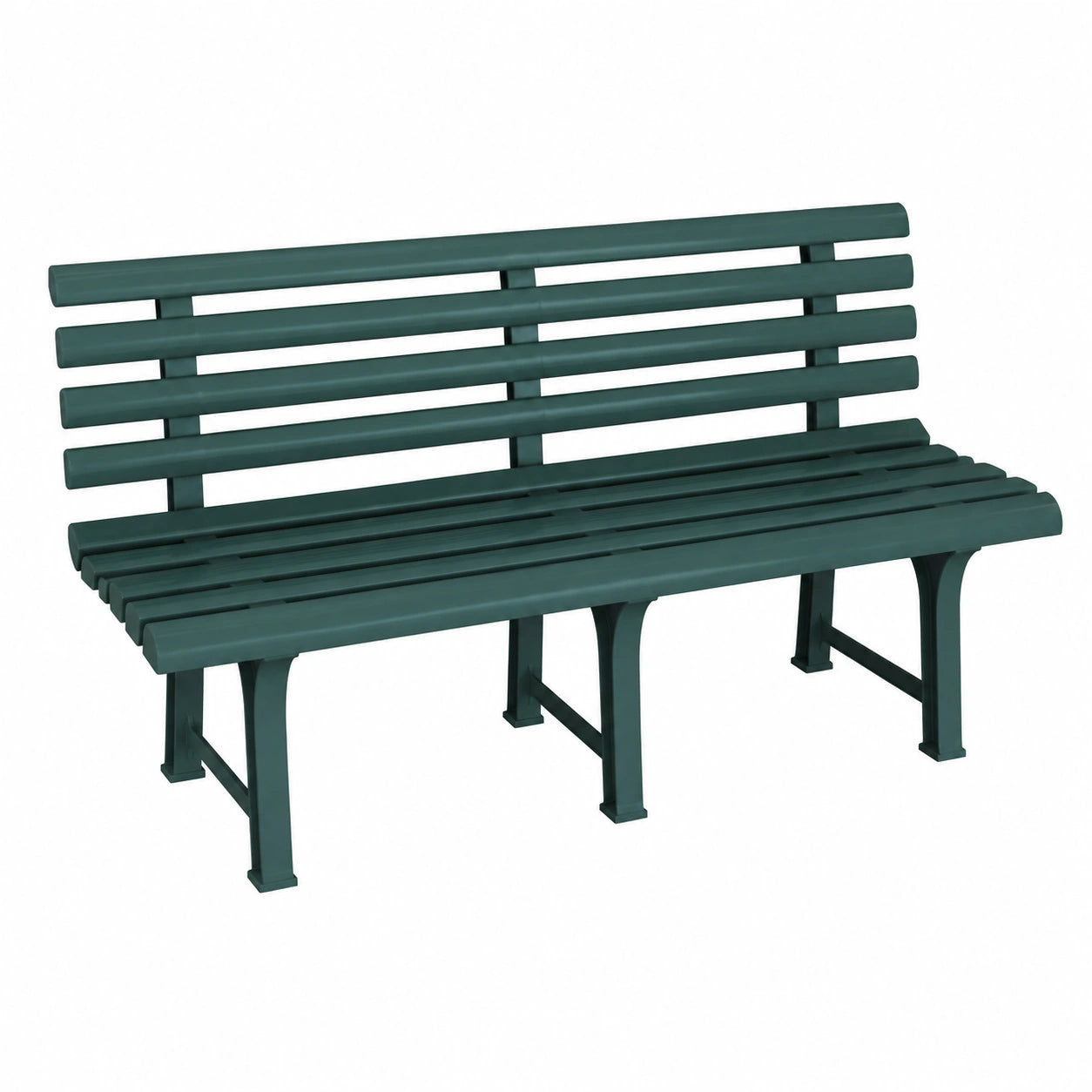 Banco de jardín de plástico verde, 145 cm, para parque y terraza