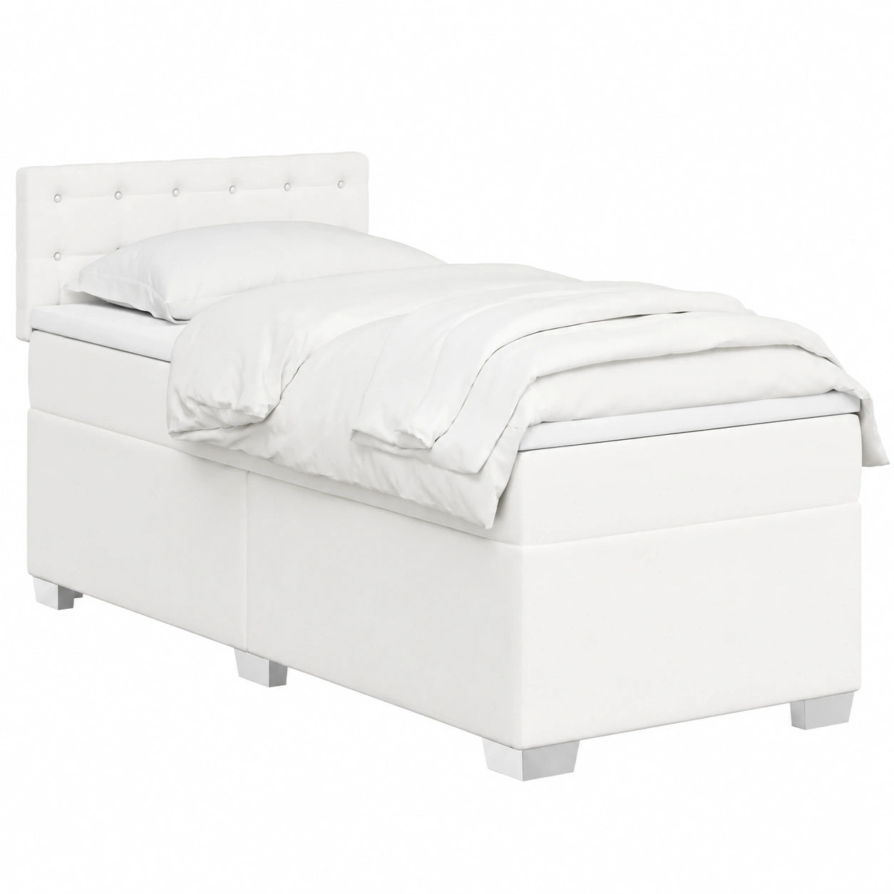 Cama de Piel Sintética con Colchón Blanco 90x200 cm - Estilo Clásico