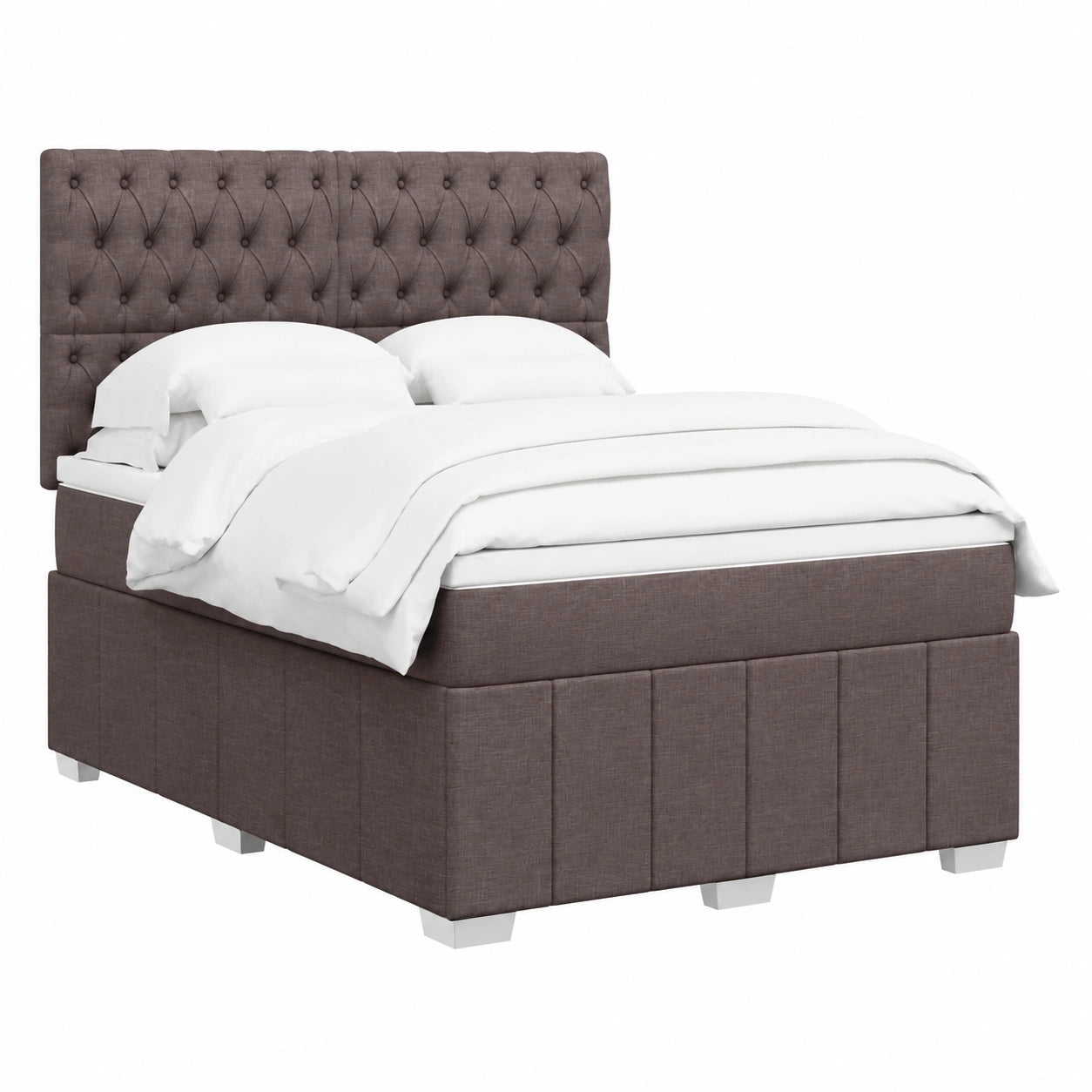 Estructura de Cama de Muelles con Colchón Marrón Oscuro, 140x200 cm, Diseño Moderno
