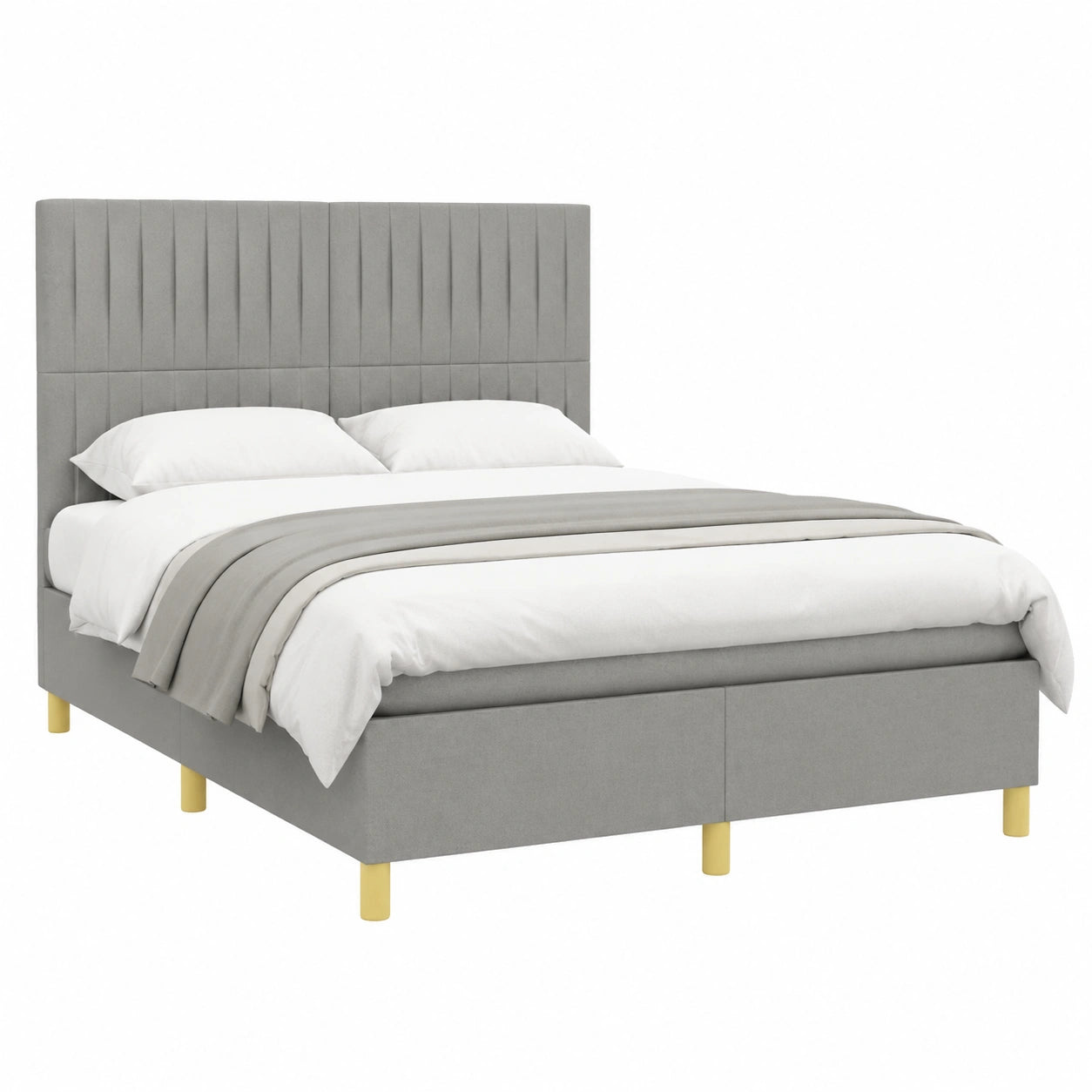 Cama Moderna de Muelles con Colchón Gris Claro 140x200 cm - Estructura Individual
