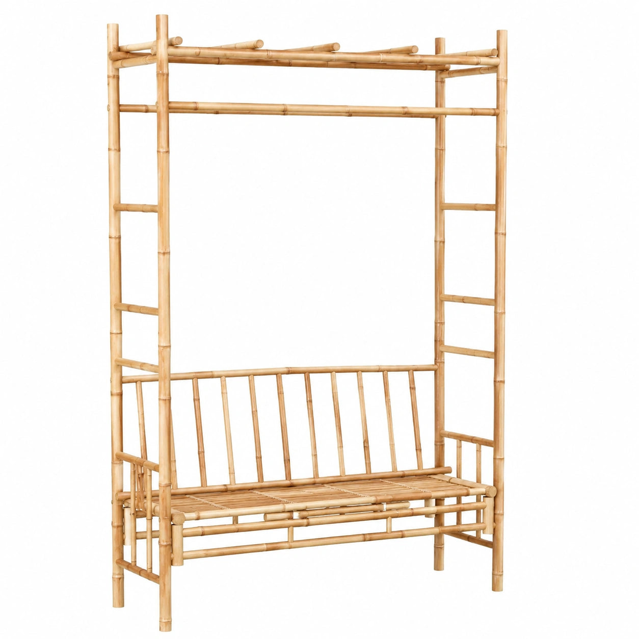 Banco de Jardín con Pérgola de Bambú para Exterior 116 cm