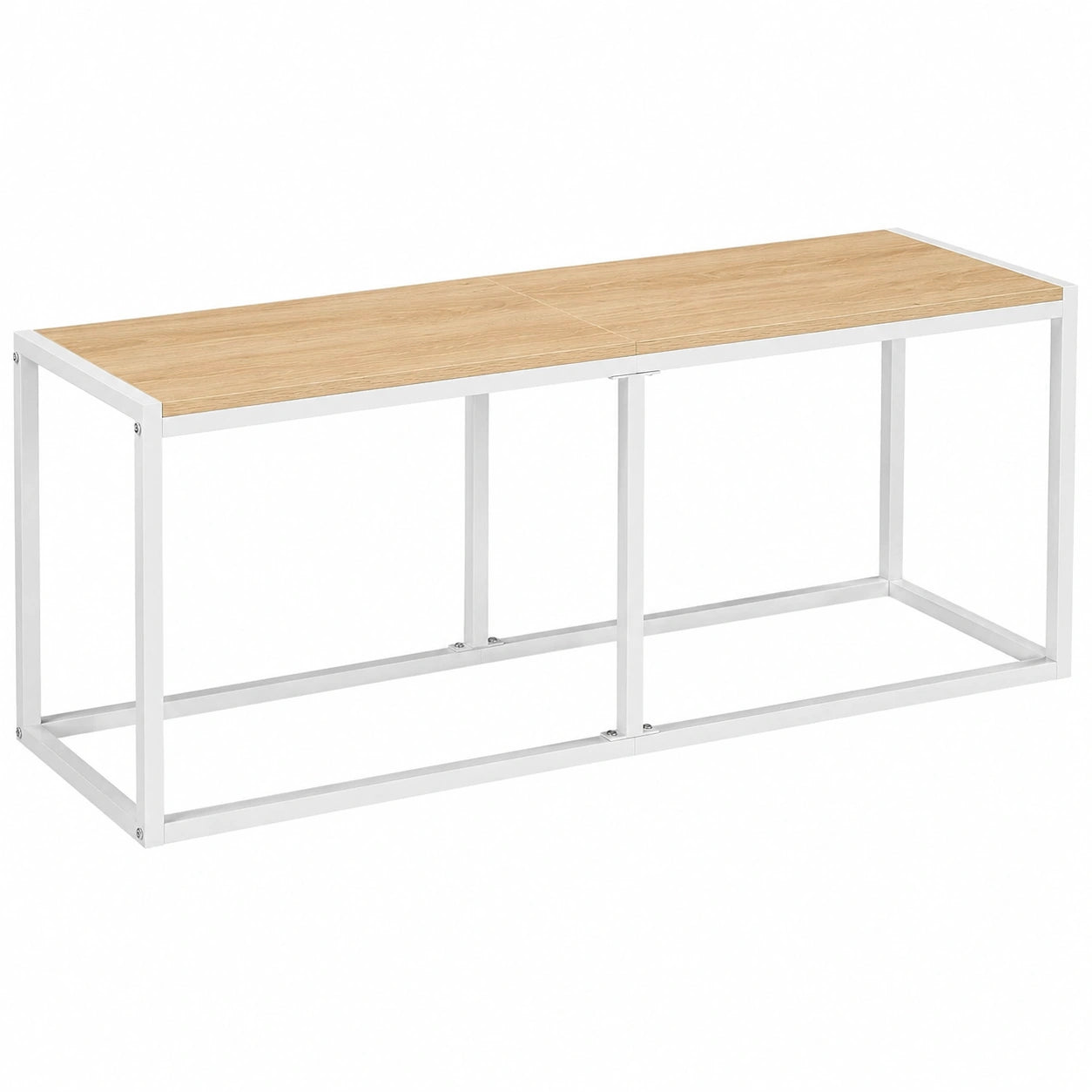 Banco de Cocina Industrial, 120x30x46.5 cm, Blanco y Natural, para Salón y Dormitorio