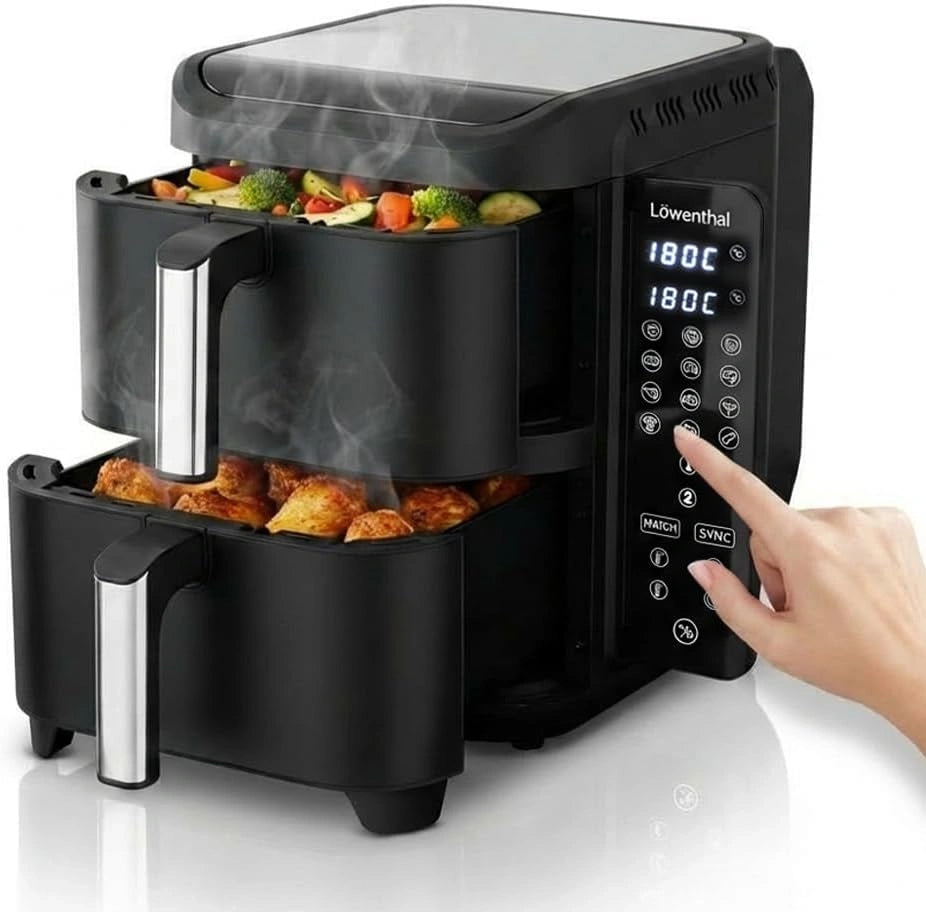 L?wenthal, Friggitrice ad aria, 2800W, 11L, 5,5L, con display digitale, Nero