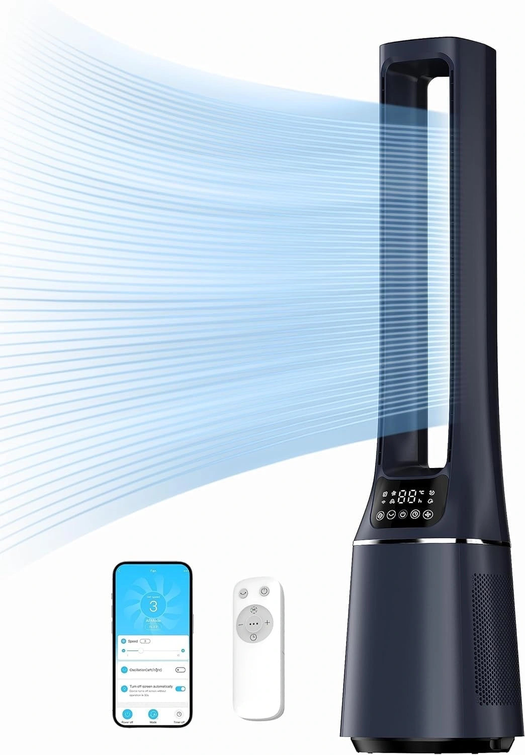 Midea MFP-120i BL, Ventilatore, 38dB, con telecomando, con timer, con display digitale