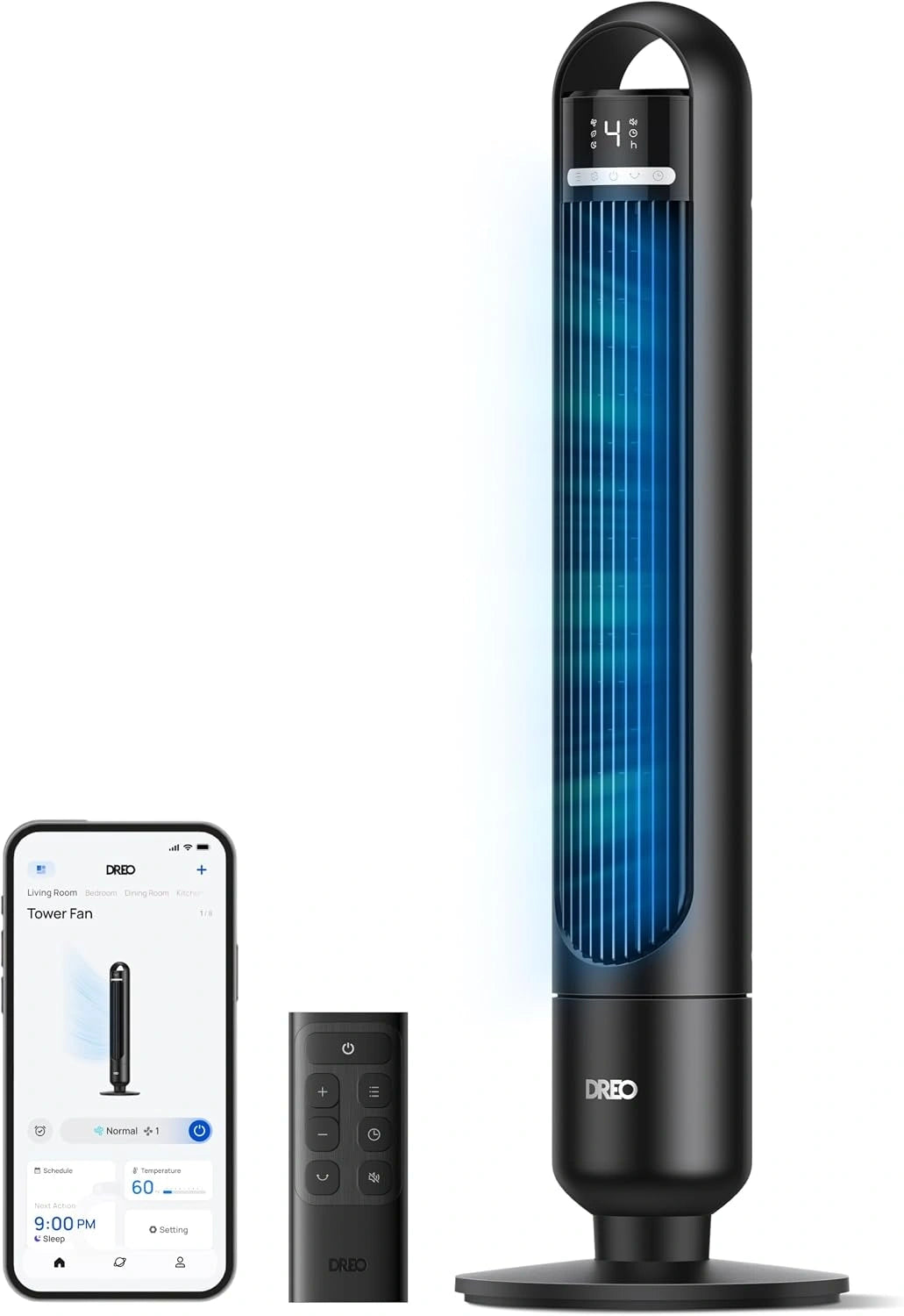 DREO, Ventilatore, 28 dB, con timer, silenzioso, con controllo intelligente