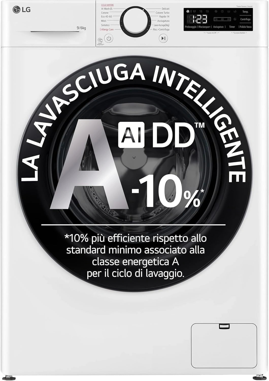 LG AI DD, Lavatrice, 6kg, con tecnologia inverter, Bianco