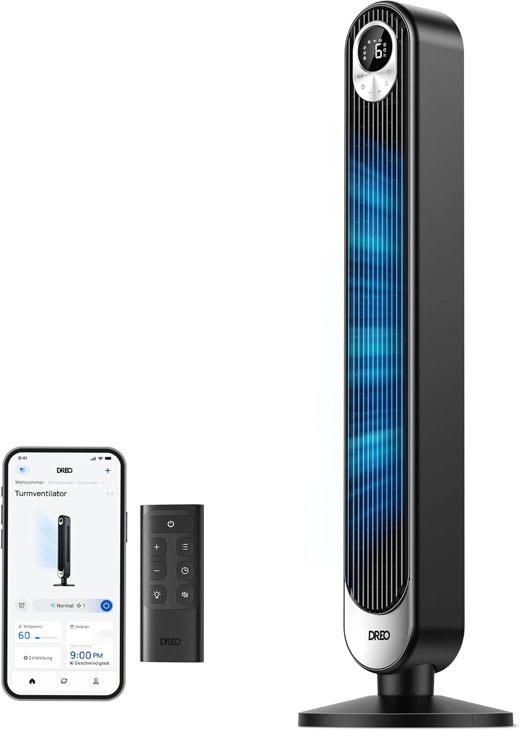 DREO, Ventilatore, 106cm, con telecomando, con timer, silenzioso