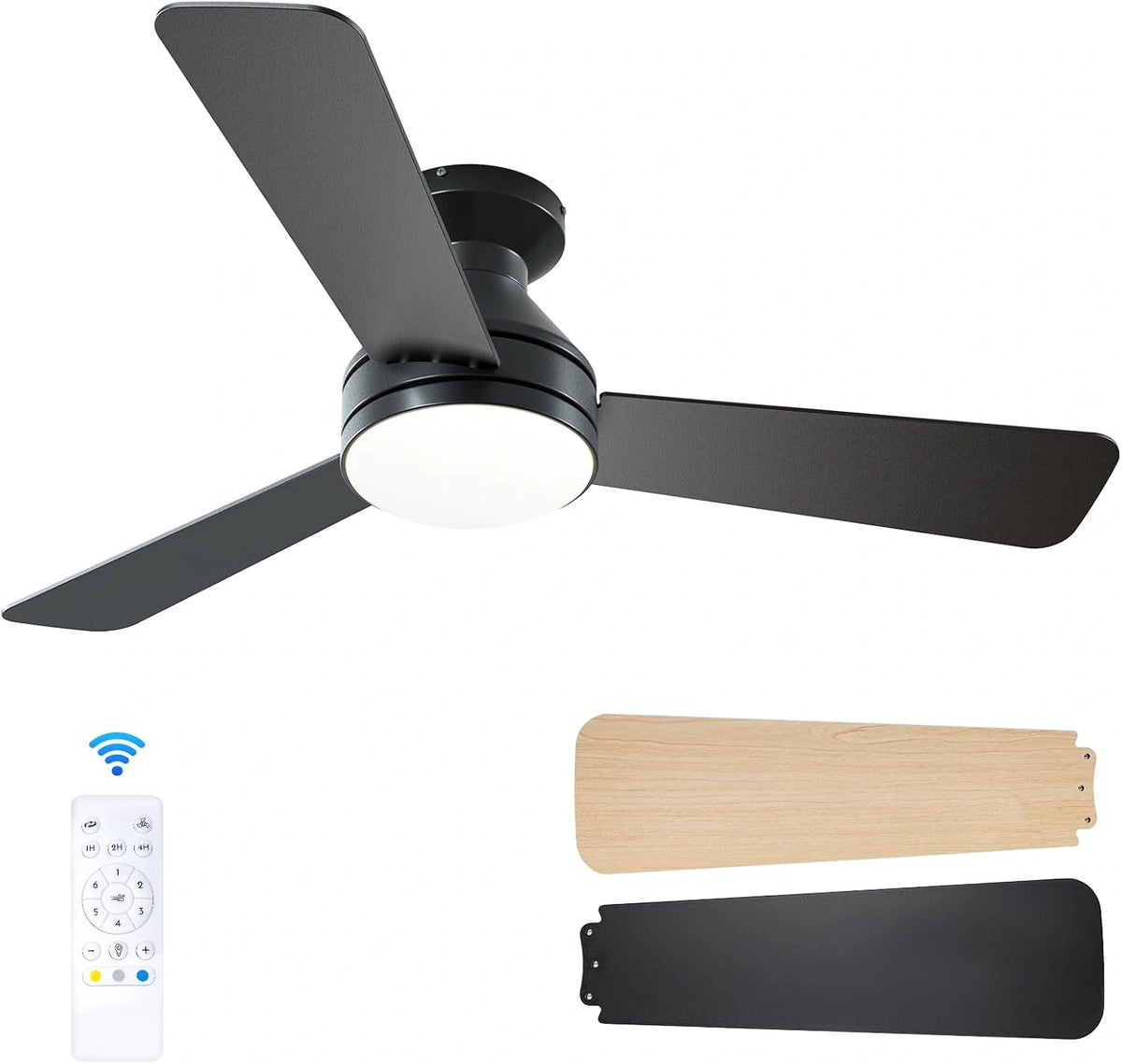 Passky, Ventilatore da soffitto, 107 cm, Nero/Bianco