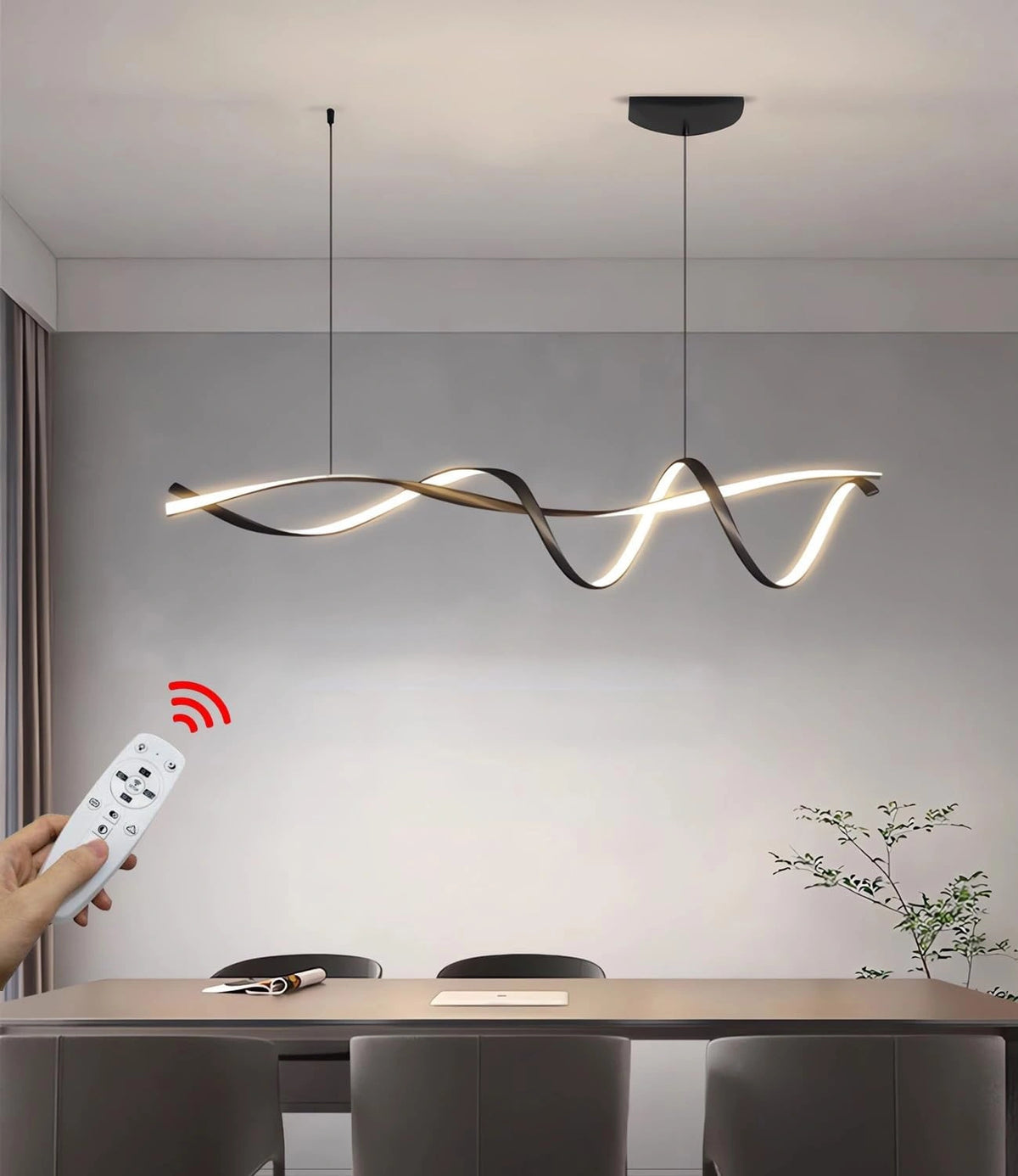 Lampada LED, 48W, 110cm, con telecomando, a LED, regolabile, Nero
