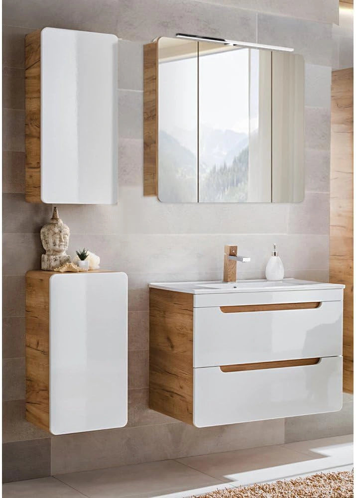 Lomadox, Specchio, 81 cm, a LED, Bianco