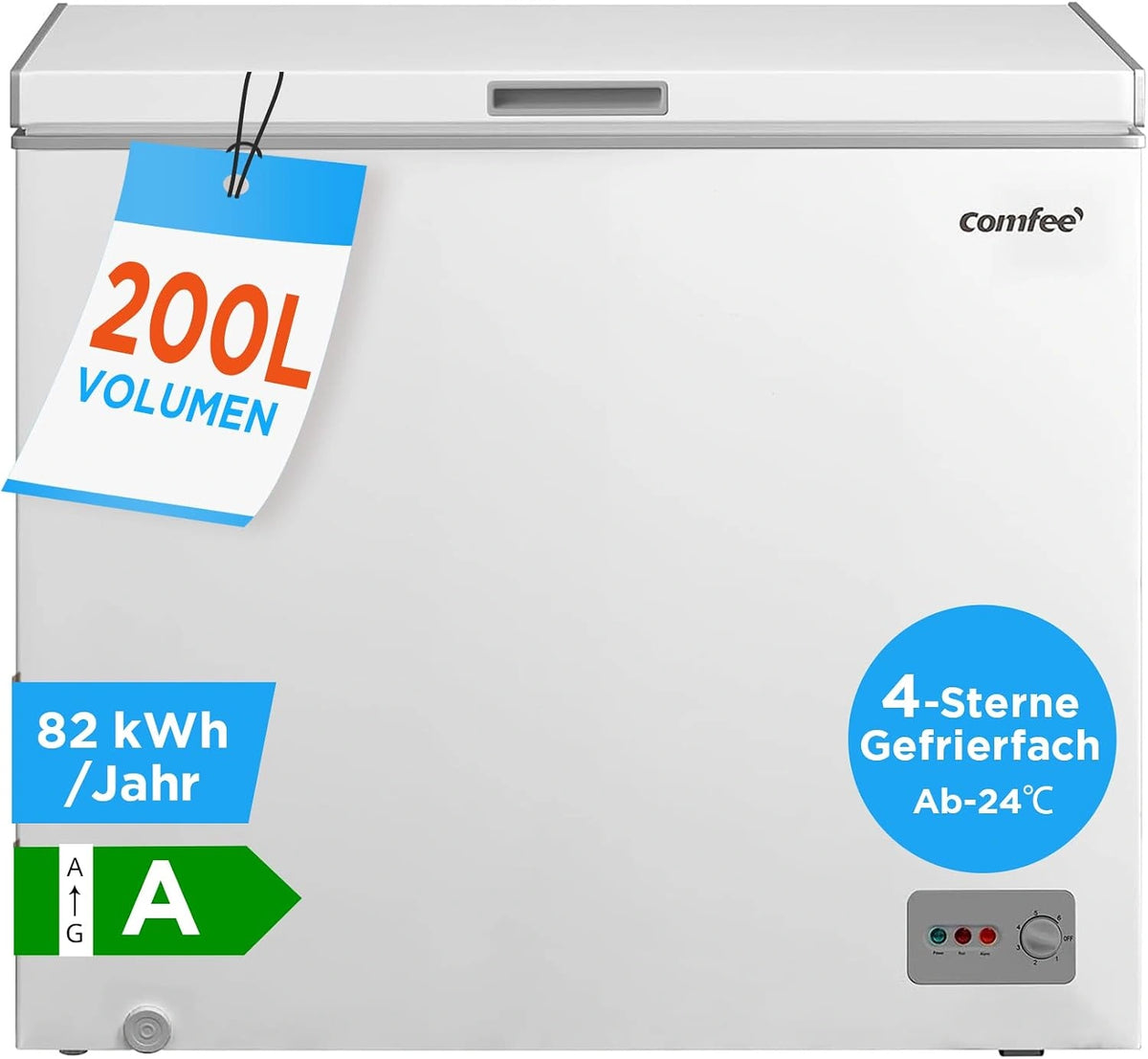 Comfee RCC201WH6(E congelatore/82, Congelatore, 200L, 85 cm, 41 dB, con tecnologia inverter, regolabile, Bianco