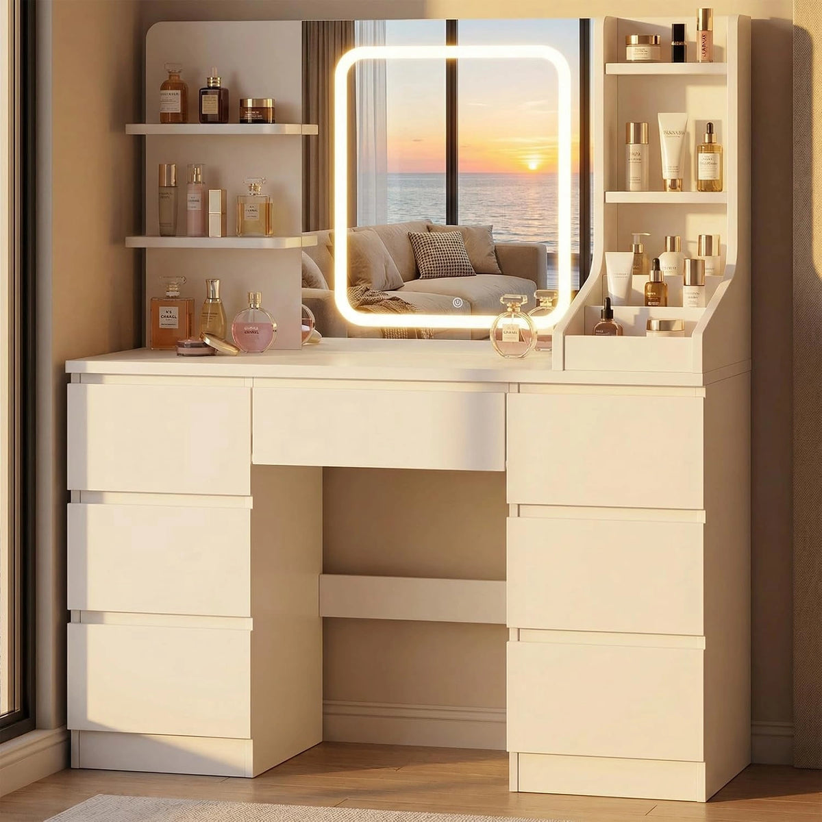 Devoko, Letto, a LED, regolabile, Bianco