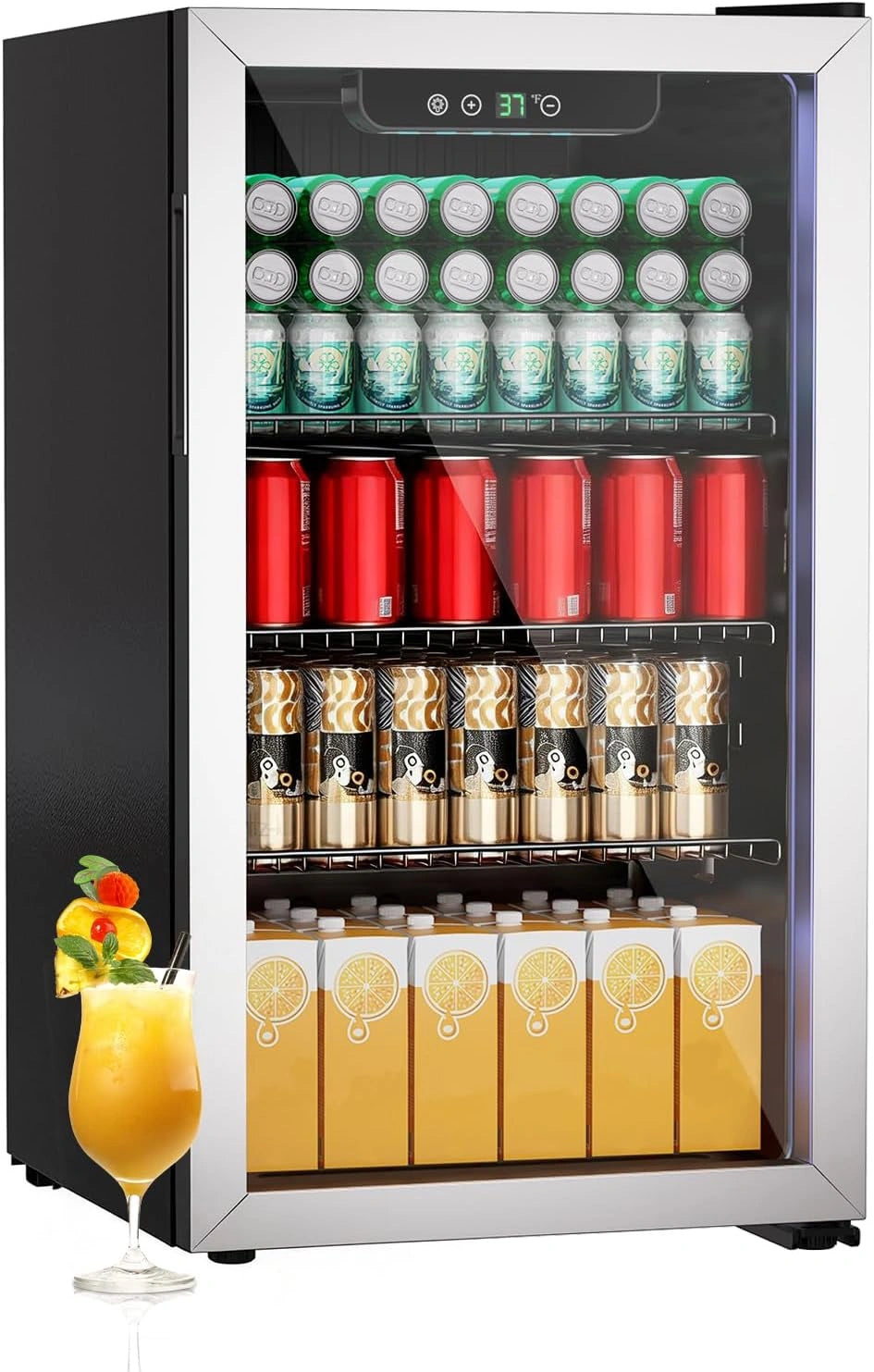 Frigorifero, 80L, a LED, regolabile, Argento