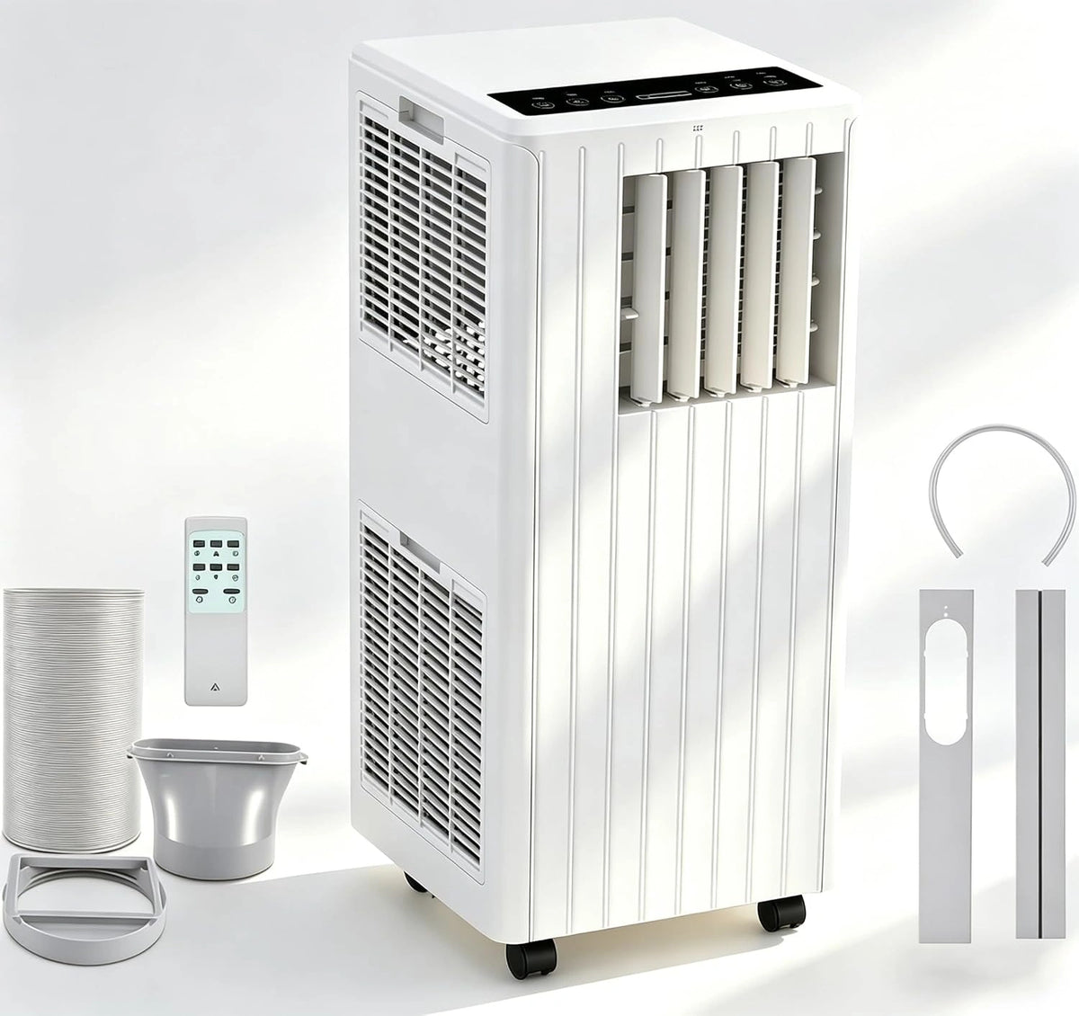 GarveeHome, Climatizzatore portatile, 7000 BTU, con telecomando, con timer, con display digitale, Bianco