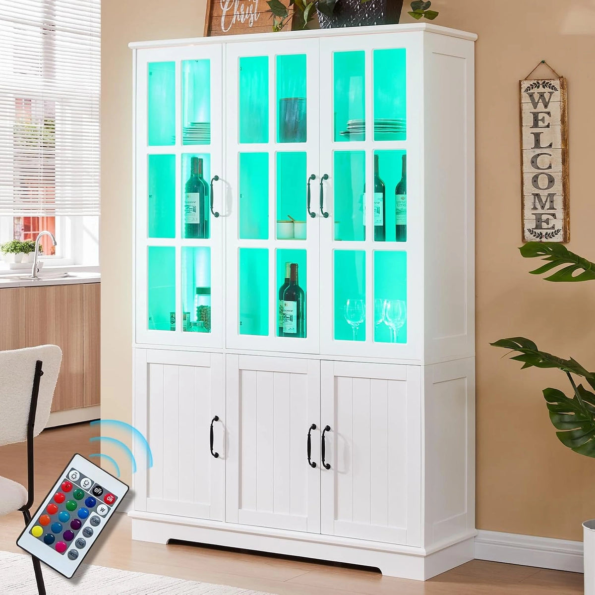LUXOAK, Armadio, 180 cm, a LED, Bianco