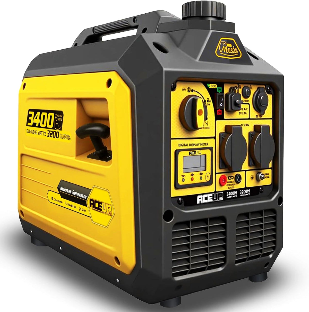 Aceup, Stazione di alimentazione portatile, 3400W, 230V, 5V, con display digitale, con tecnologia inverter, portatile