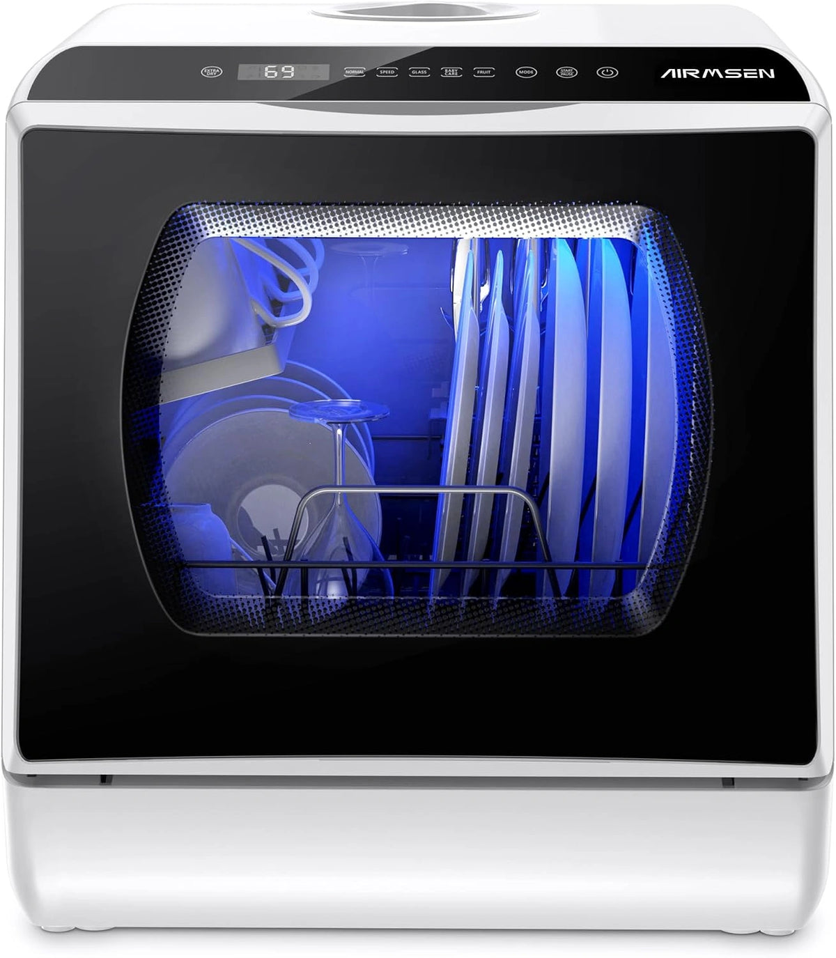 AIRMSEN, Lavastoviglie, 5L, con display digitale, a LED, Nero/Bianco
