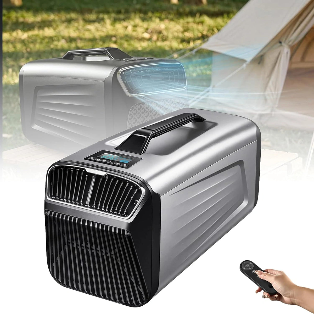 Climatizzatore portatile, 5200BTU, 12V, 220V, con telecomando, portatile, Grigio