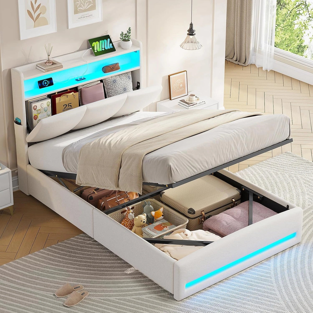 AGOLLATI, Letto, 200 cm, Beige