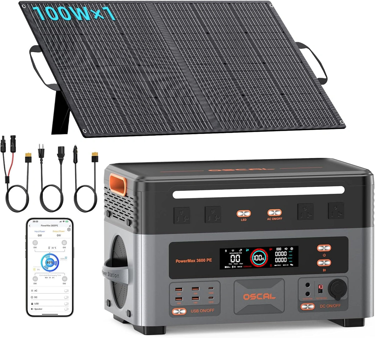 Stazione di alimentazione portatile, 3600W, 100W, 2016Wh, portatile, con controllo intelligente